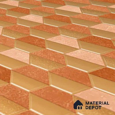 Geometric Wall & Floor Tile TL 07237 E Alpi 8003 GLM (Gold) 1 ft x 1 ft Ceramic Matte Finish - 9 mm  | 2 mm Spacer is Mandatory | Please Expect a Slight Variation of Pattern (Sample)
